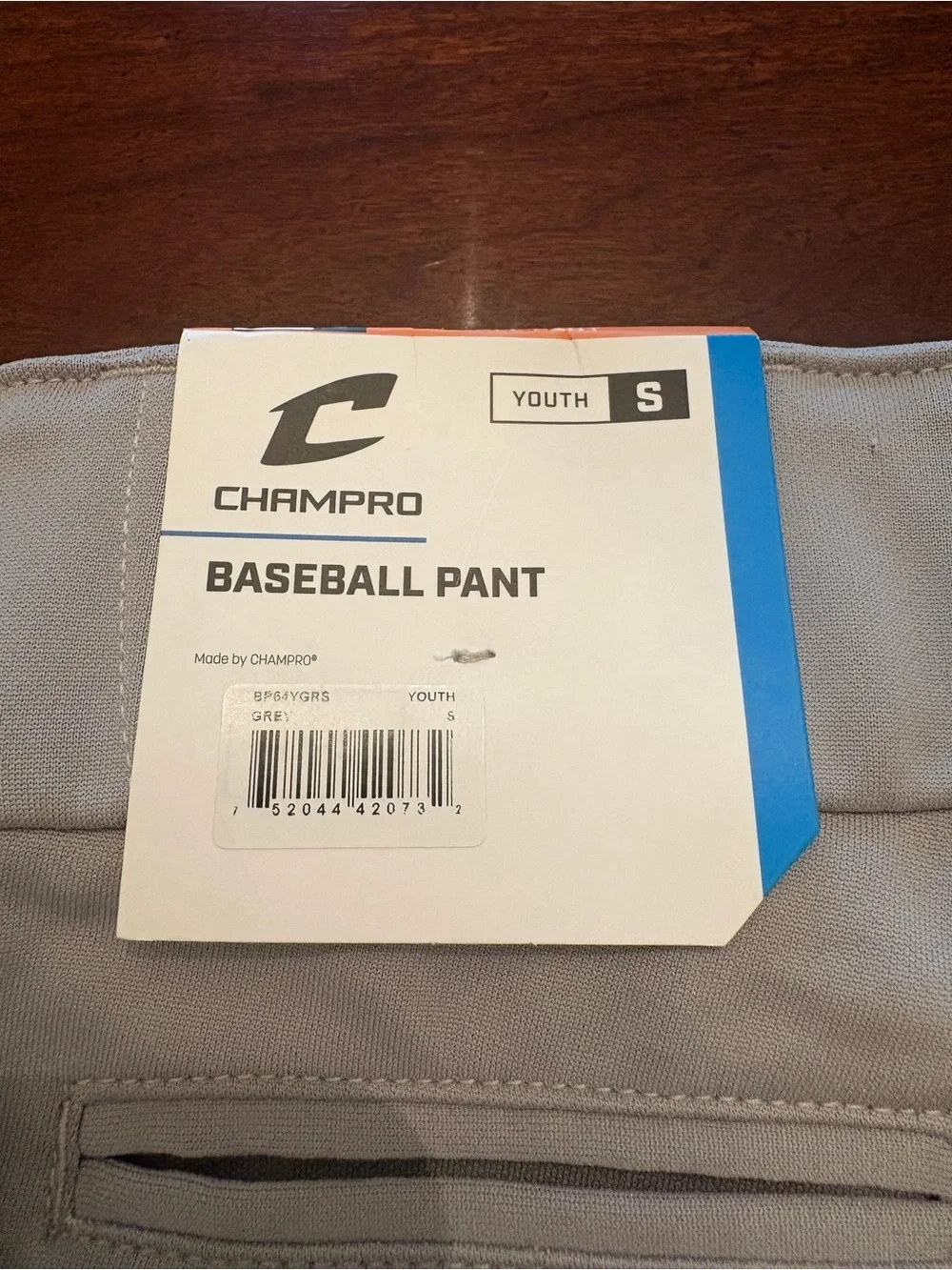 Champro Youth S Gray Tapered Leg Baseball Pants